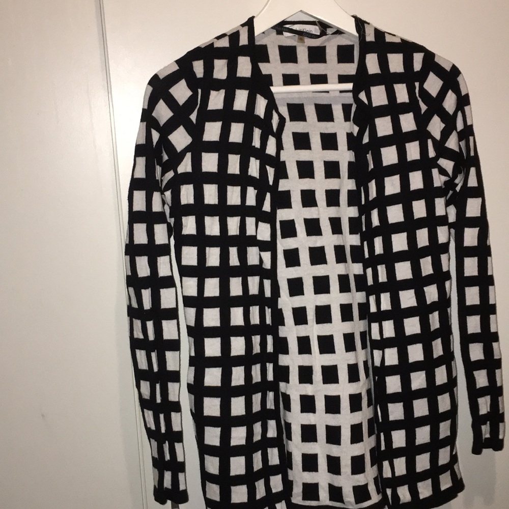 Calvin Klein Black and white checkered top
